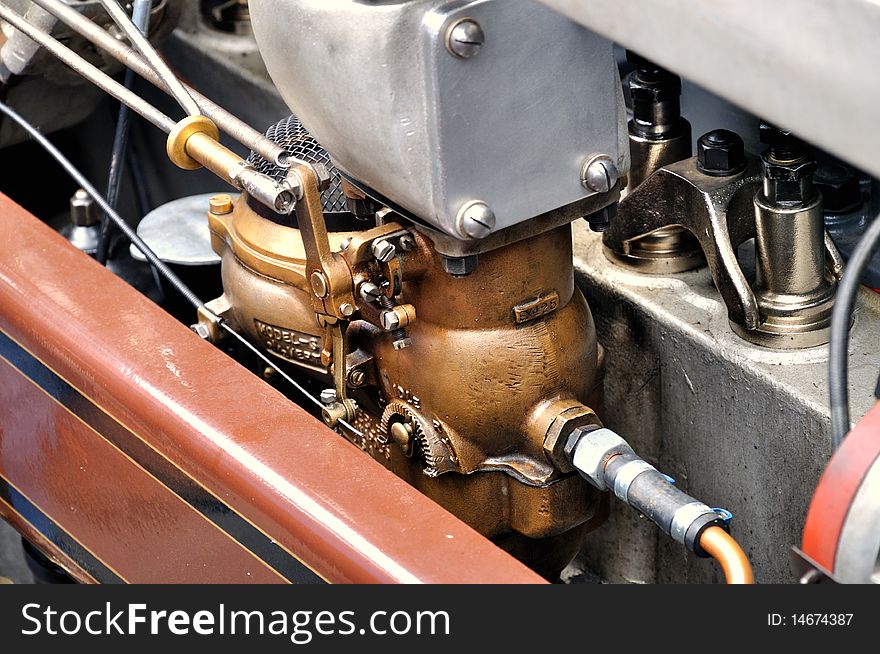 Closeup engine of vintage car. Closeup engine of vintage car