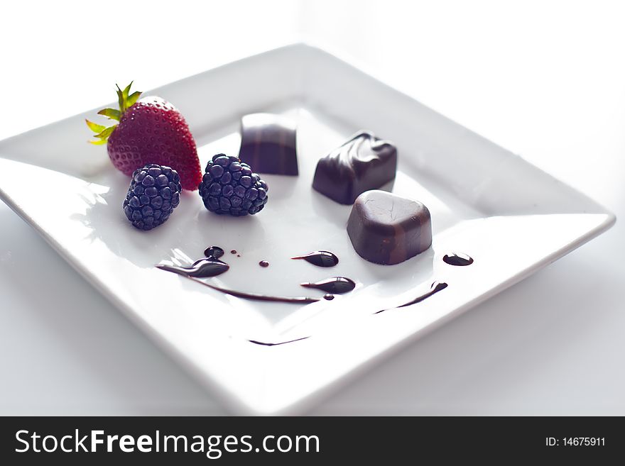 Simple sophisticated chocolate dessert presentation