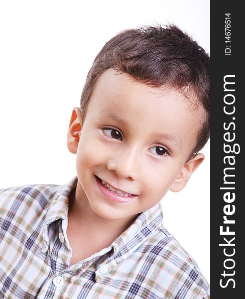 Smiling little boy on a white background. Smiling little boy on a white background