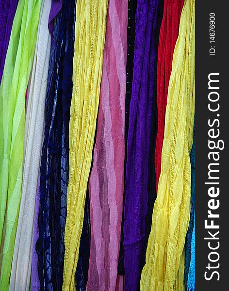 Lot of hand made colorful shawls