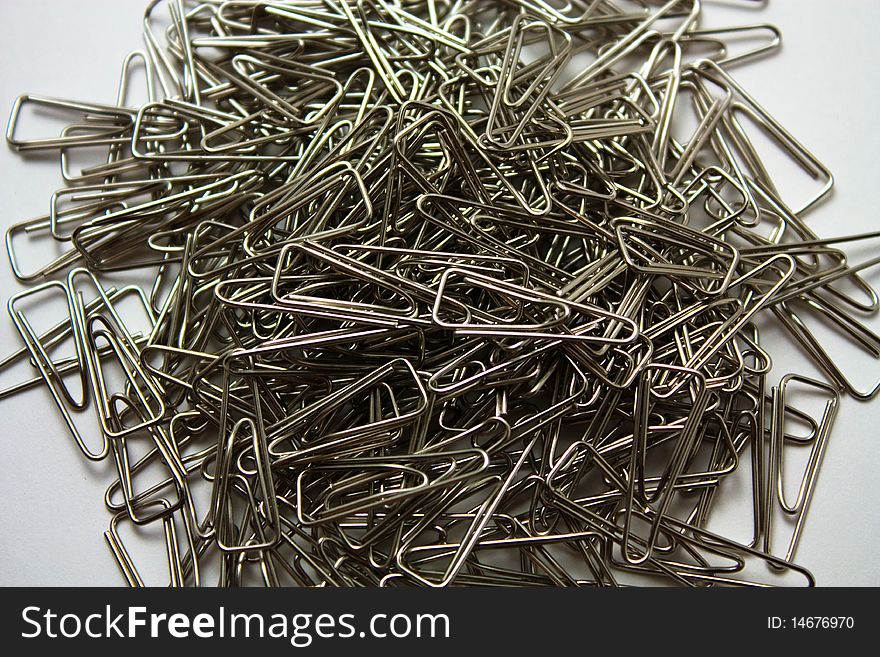 A Lot Of Metallic Paperclips