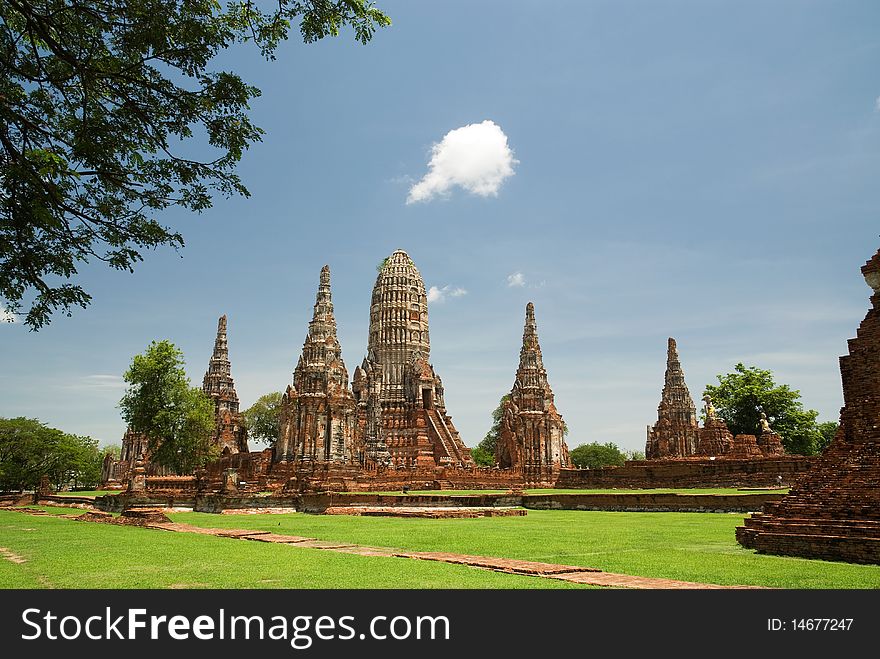 The pagoda at Chai Watthanaram Temple,Ayutthaya,Thailand