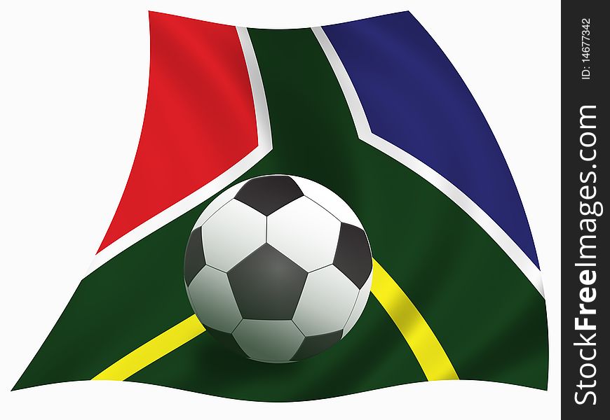 Illustration of a South African national flag with a soccer ball, symbolizing the 2010 World Cup. Illustration of a South African national flag with a soccer ball, symbolizing the 2010 World Cup