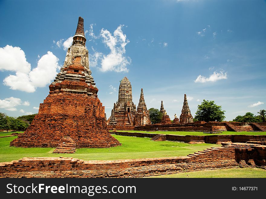The pagoda at Chai Watthanaram Temple,Ayutthaya,Thailand