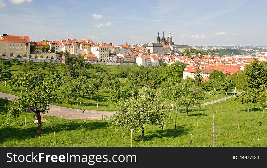 Center of Prague with castle. Center of Prague with castle