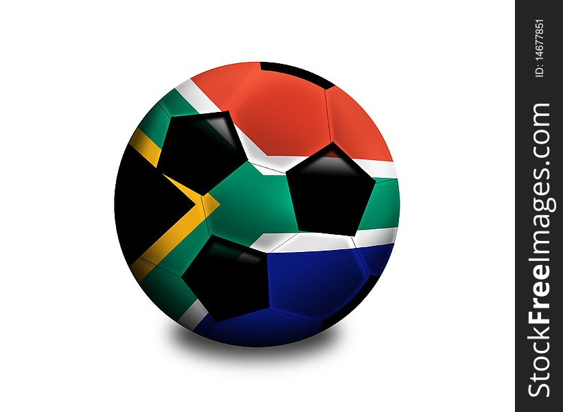 Football with south african flag on it