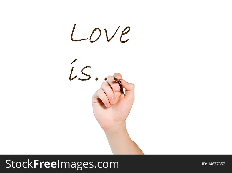 Hand writing love is ...