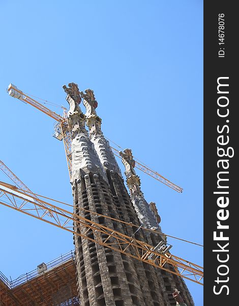 Construction site of la sagrada familia in Barcelona