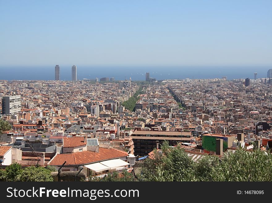 Beautiful panorama of Barcelona city