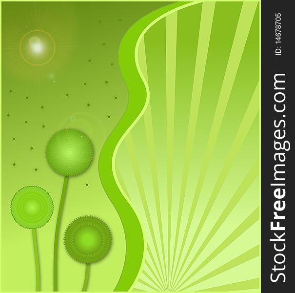 Green background with fluffy spheres