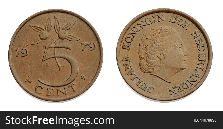 Holland coin over a white background