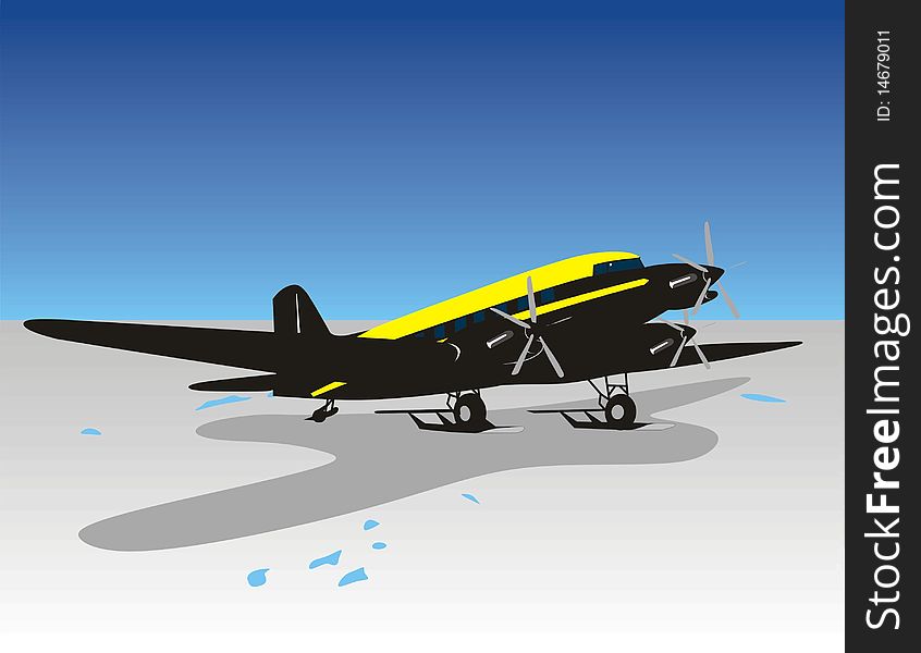Customized DC-3 turbo prop ski plane