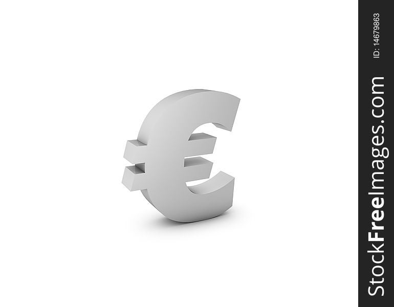Tridimensional euro symbol in white