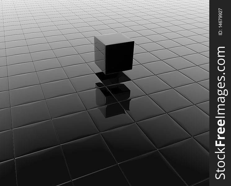 Cube back ground in black. Cube back ground in black