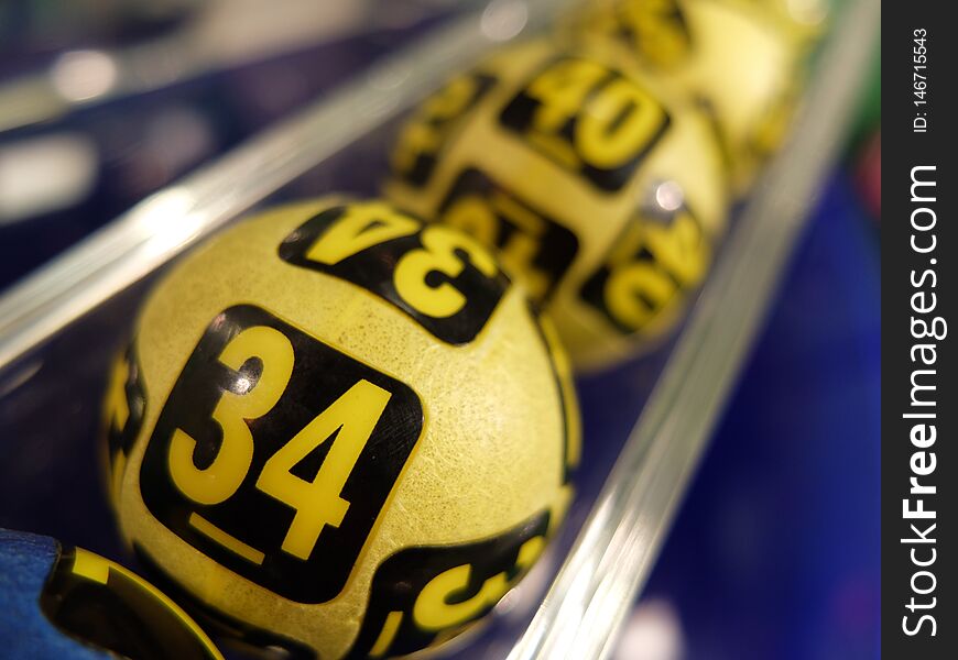 Image of winning lottery balls during extraction of the winning numbers. Image of winning lottery balls during extraction of the winning numbers