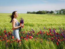 Girl In Field Royalty Free Stock Images Girl In Field Royalty Free Stock Images
