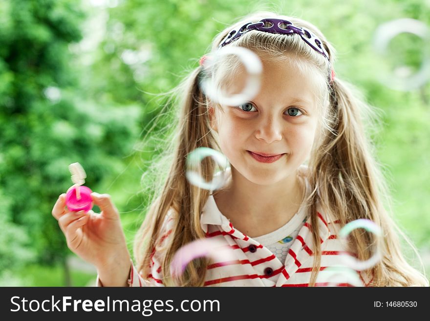 An image of a nice girl with bubbles. An image of a nice girl with bubbles