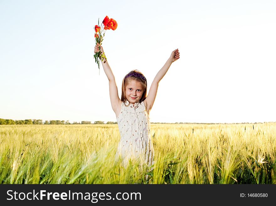 An image of a nice little girl in the field. An image of a nice little girl in the field