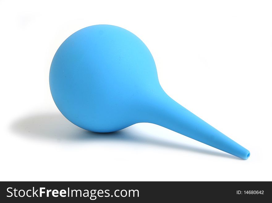 Blue rubber pear on white background