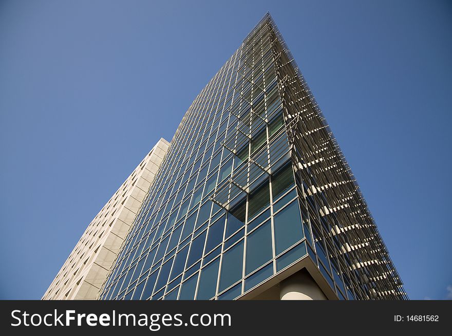 High-tech office building isolated with Blue sky