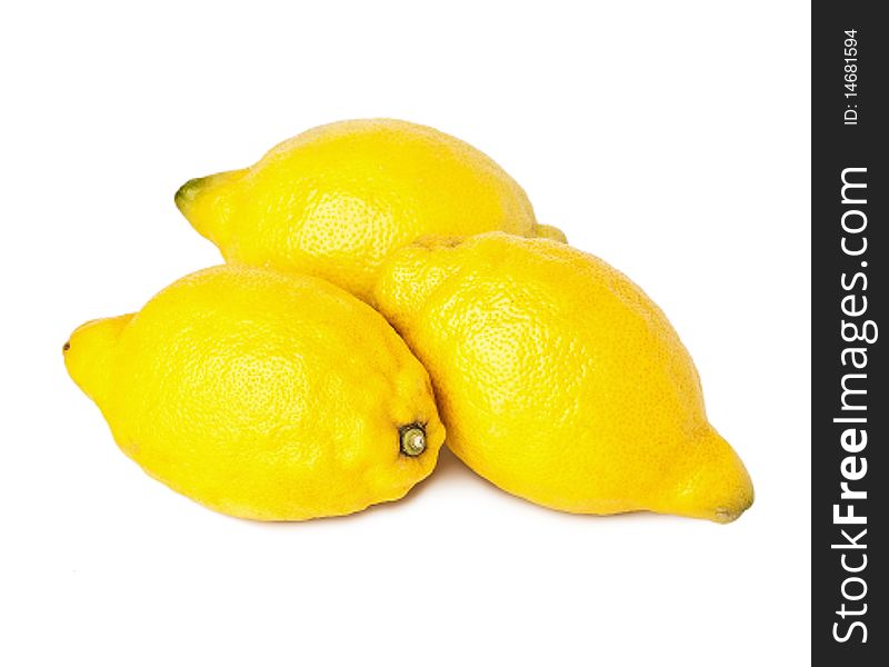 Three large lemons isolated on white. Three large lemons isolated on white.