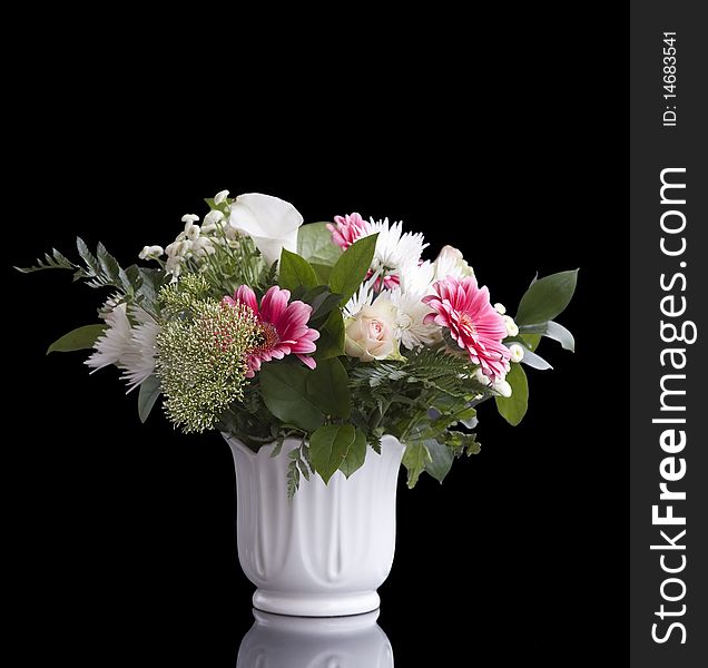 Beautiful bouquet of flowers on a black background