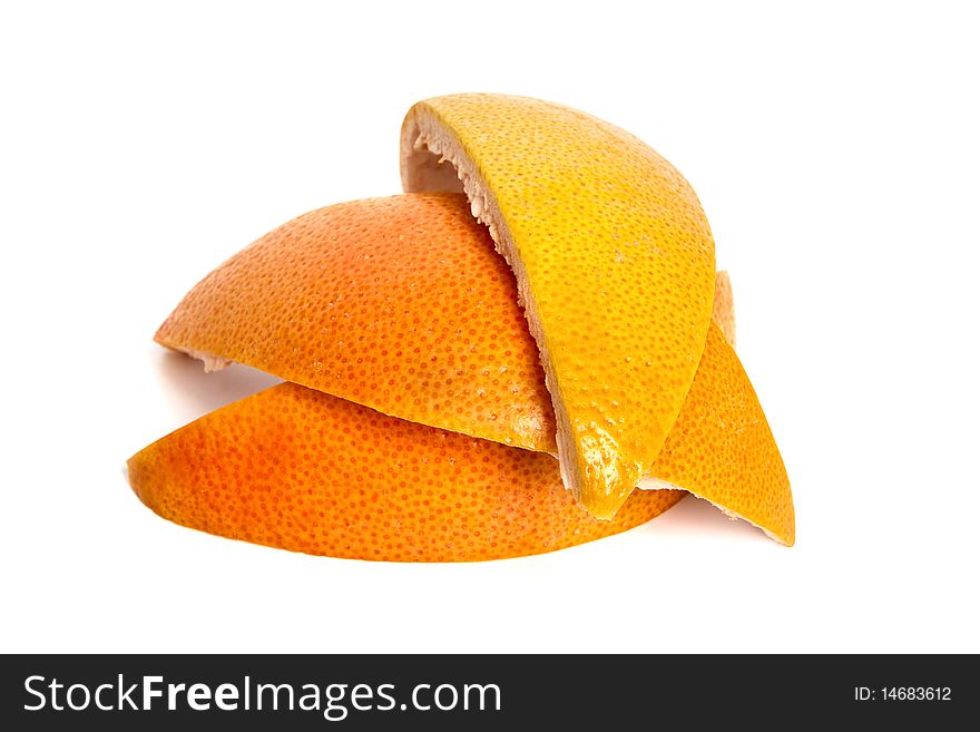 Peel of citrus grapefruit isolated on white background