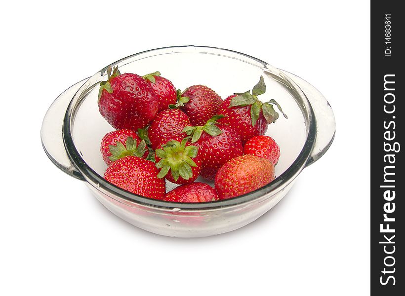 Strawberries In A Glass Dish.