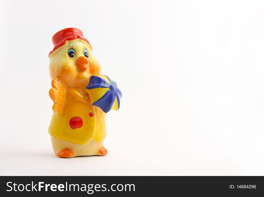 The duck ceramic toy, isolated. The duck ceramic toy, isolated