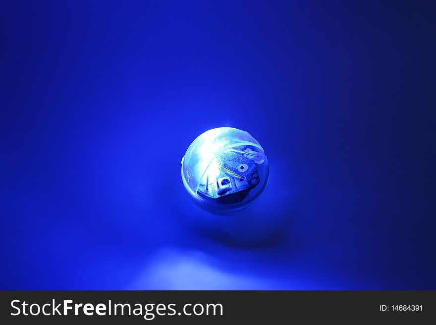 Blue lighting circle with blury background
