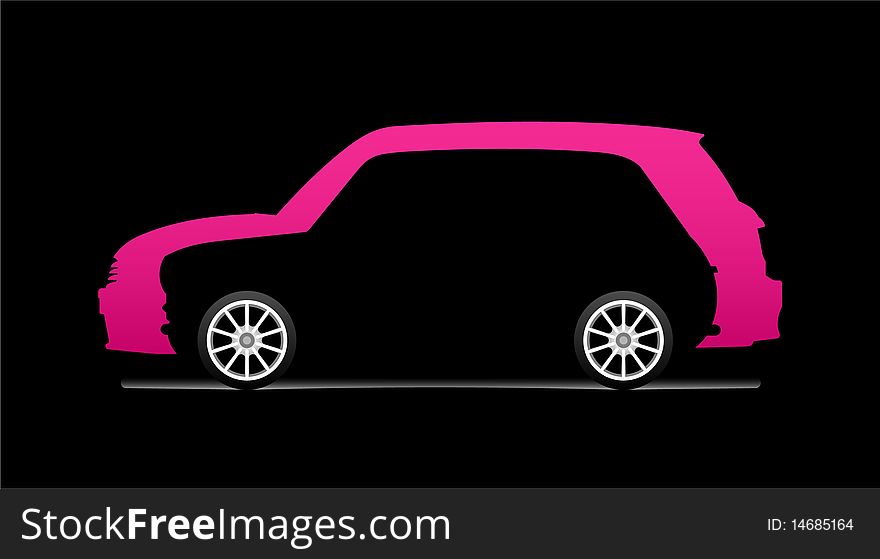 Old and new car silhouete vector over black background. Old and new car silhouete vector over black background