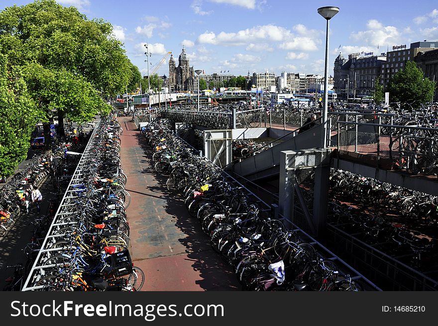 Bicycles parking in Amsterdam