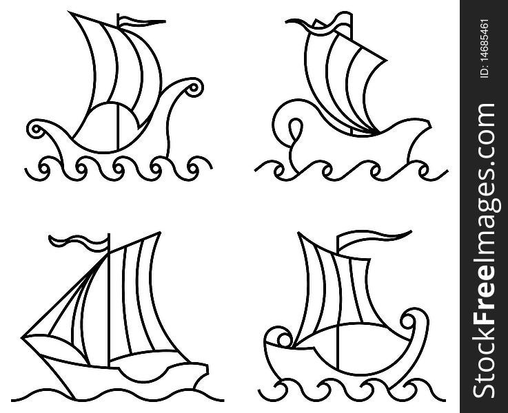 Graphic illustration of artistic yachts