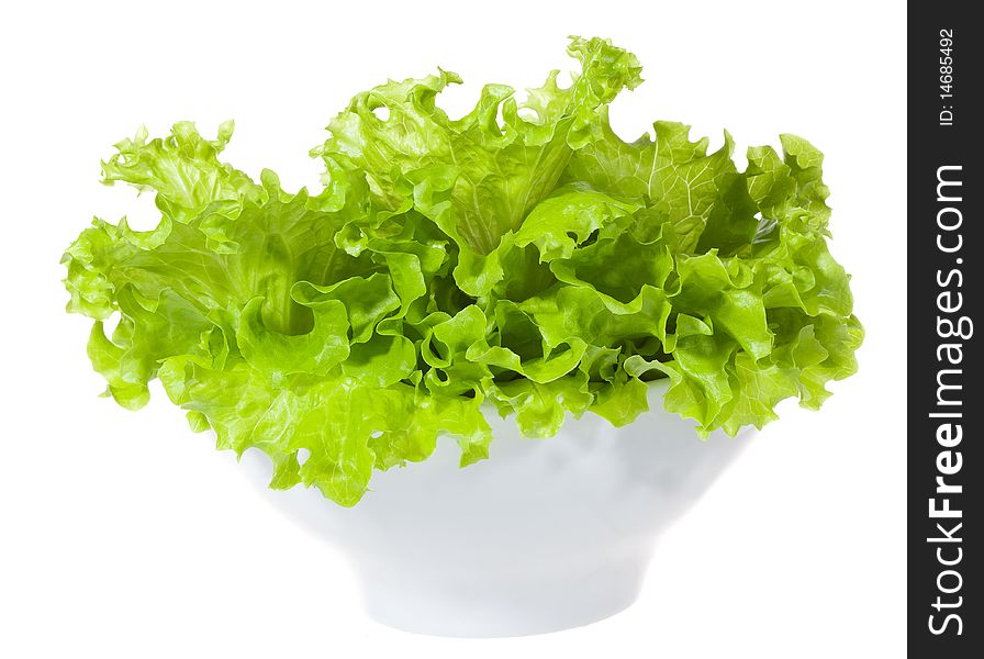 Healthy lettuce salad on white background