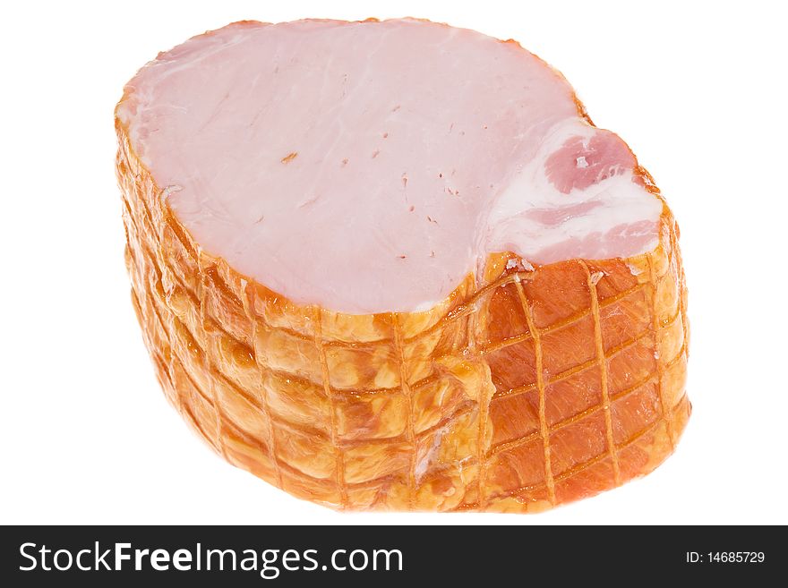 Smoked ham on white background