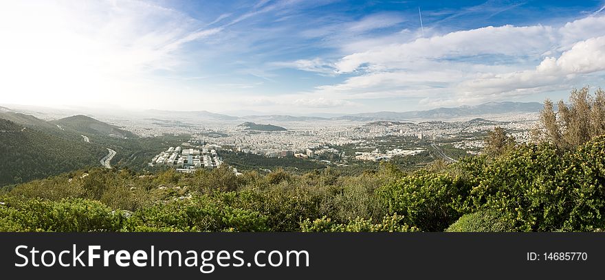 Athens Seen From Ymithos Mountain