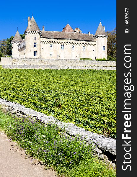 Chateau de Rully with vineyards, Burgundy, France. Chateau de Rully with vineyards, Burgundy, France