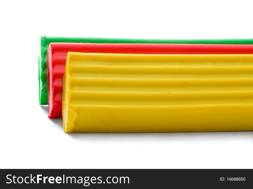 Plasticine with vivid color on white background