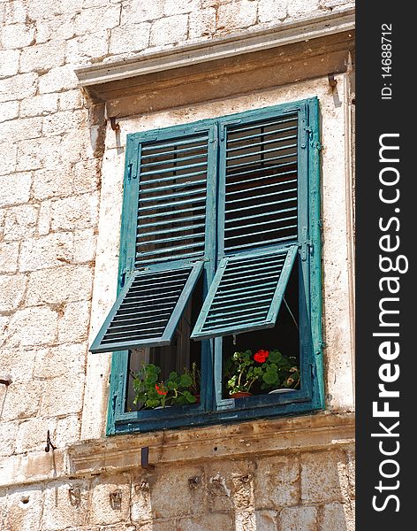 Window With Red Flowers