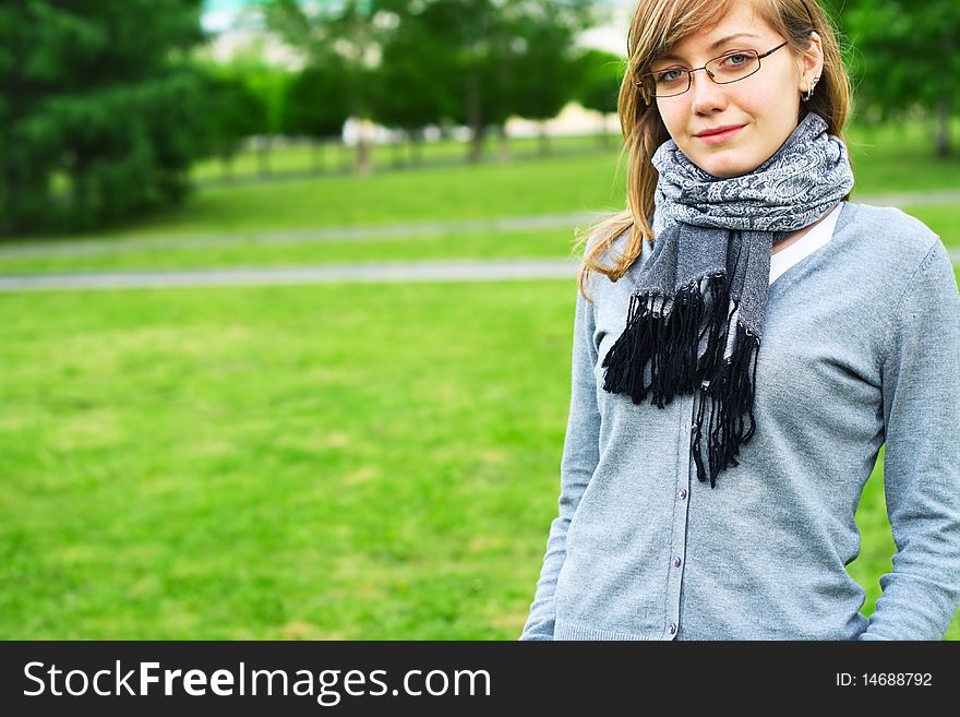 The young girl in glasses