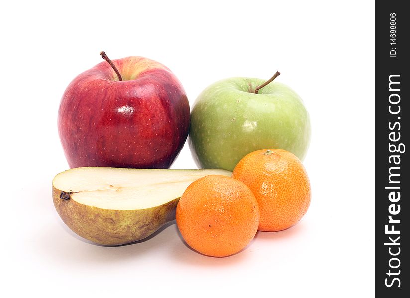 Group of fruits isolated on white