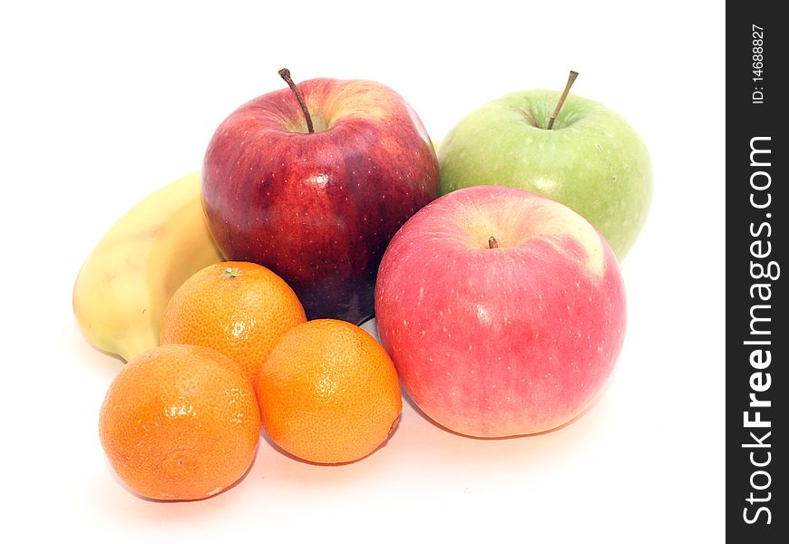 Group of fruits isolated on white