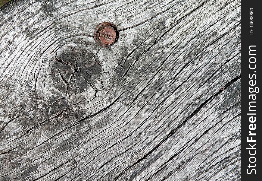 Old wooden surface with stud