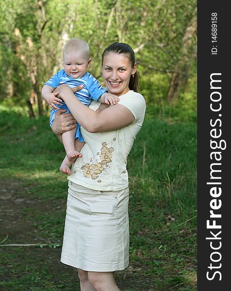 Mother with baby in the park