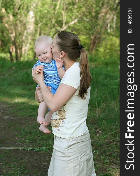 Mother with baby in the park