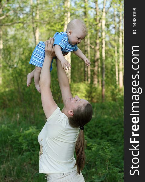 Mother with baby in the park