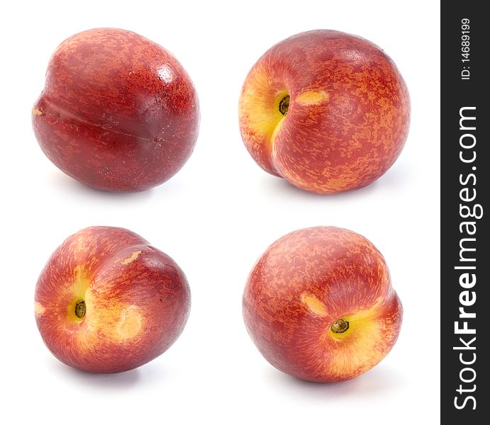 Nectarines on white, set of images. Nectarines on white, set of images