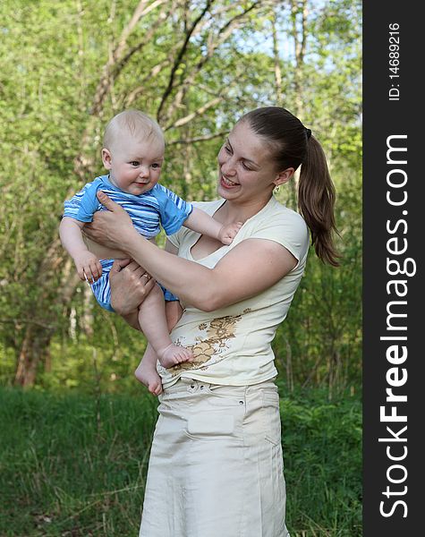 Mother with baby in the park