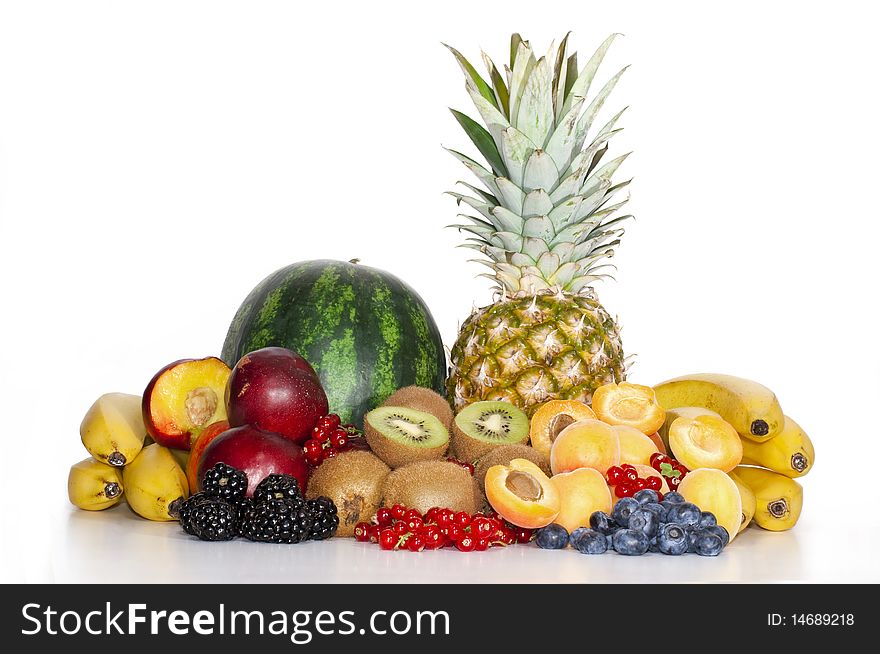 Assortment of tropical fruits. studio photography