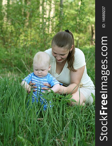 Mother with baby in the park